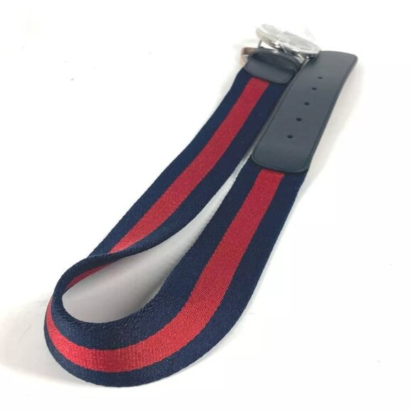GUCCI GG interlocking G Belt Accessories belt Leather/Canvas Navy/Red - Picture 11 of 12